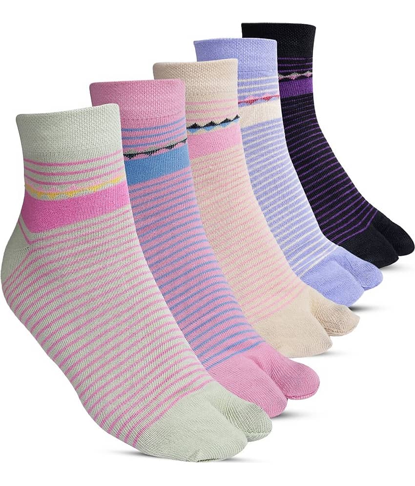 TF Pack of 5 Women's Cotton Blend Ankle Length Socks ( Multicolor )