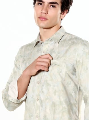 Titanite Meadow Beige Printed Shirt-S