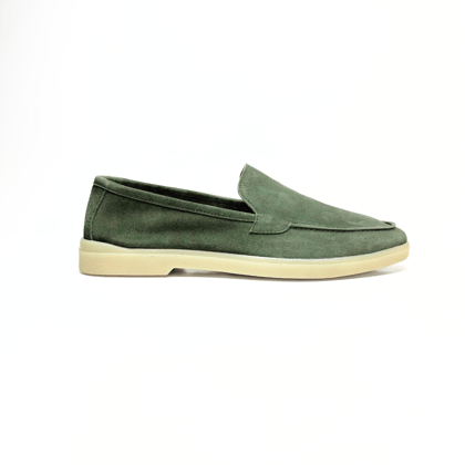 Old Money Suede Leather Loafers (Olive Green)-6