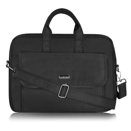 LOREM Matte Black Color Faux Leather 9.44L Messenger Bag For Men