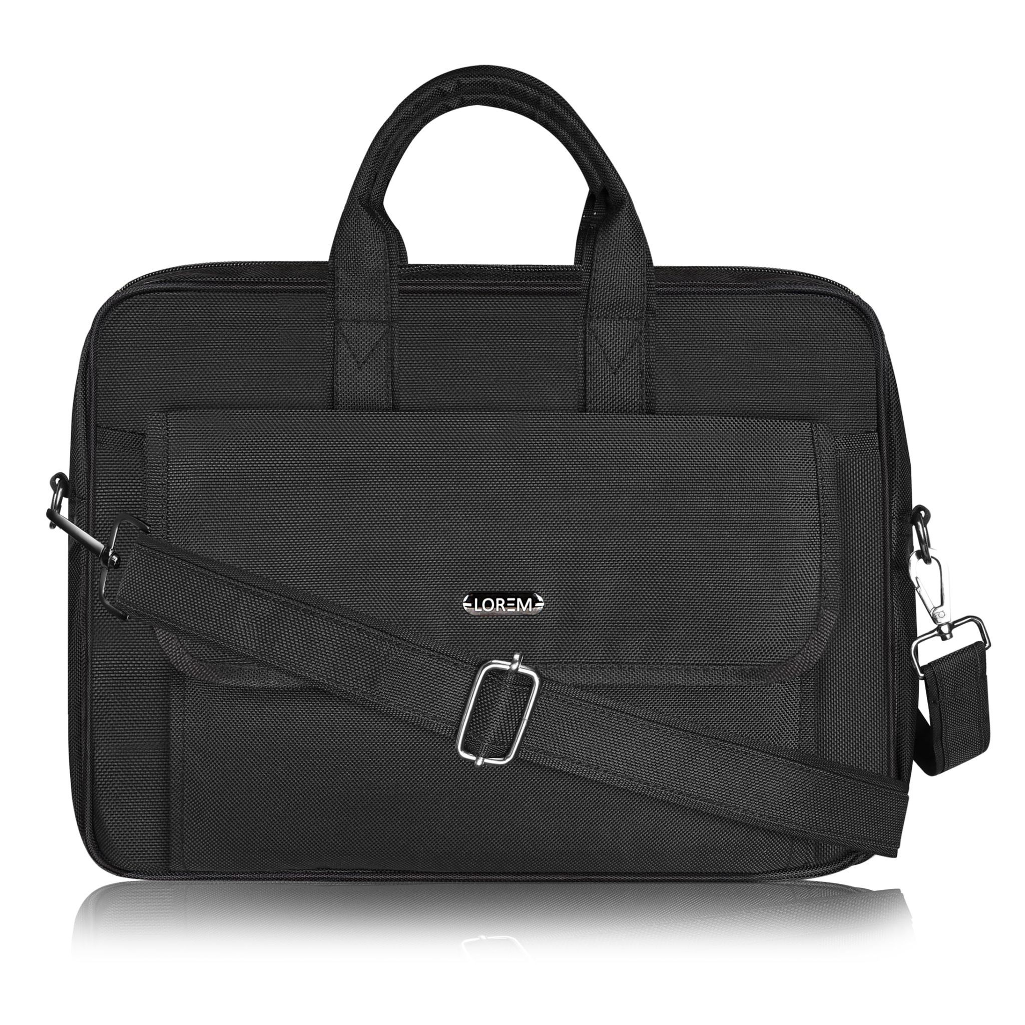 LOREM Matte Black Color Faux Leather 9.44L Messenger Bag For Men
