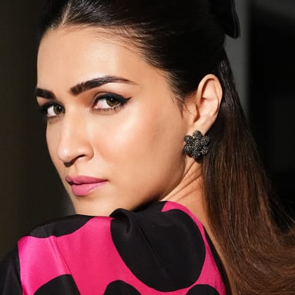 Floral Crescent Stud Earrings-Black