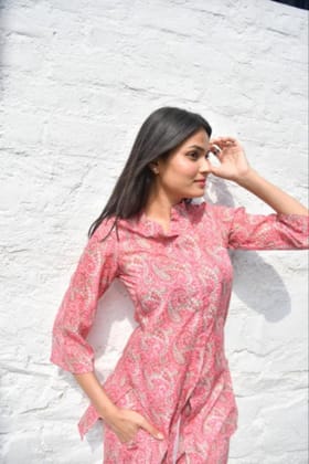 Pink Paisley Co-Ord Set, Premium Comfort : Jaipuri