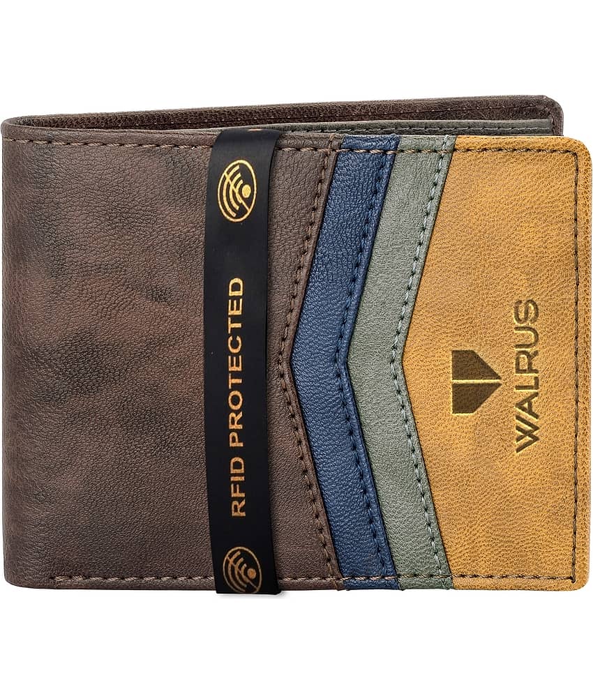 Walrus Brown Faux Leather Men's RFID Wallet ( Pack of 1 )