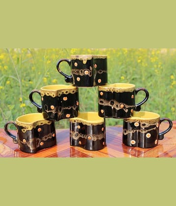 Laghima jadon Mango Shape Glossy Solid Ceramic Tea Cup 150 ml ( Pack of 6 )