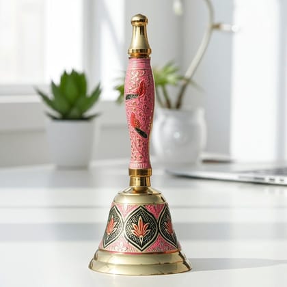 Brass Bell No. 2 Pink Colour, Height : 7 Inch (ZMAS165 B)