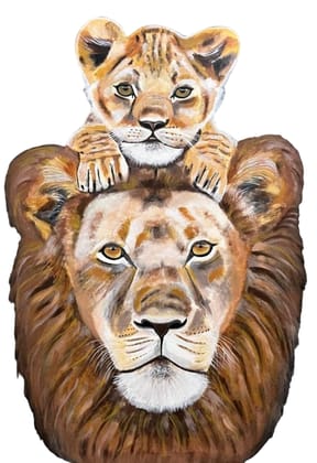 Handmade Lion Painting - Acrylic Artwork on Canvas for Animal Lovers