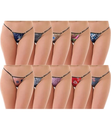 D Naked Pack of 10 Nylon Women's G-Strings ( Multi Color )