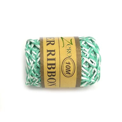 Double Color Paper Twine String 10 Meter Roll - Green White 2 Ply - 2mm Diameter