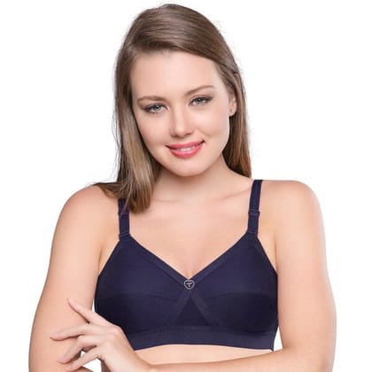 Trylo Womens 100% Cotton Non Padded Bra-6 | Krutika Plain | Navy & Wine-Navy / 32D