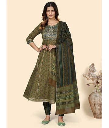 Vbuyz - Green Cotton Womens Anarkali Kurti ( Pack of 1 ) - None