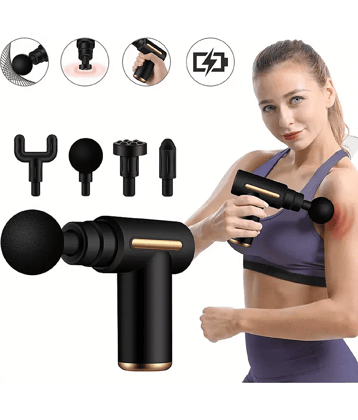 Shopeleven Mini Gun Massager Machine for Pain Relief - Body, Neck, Shoulders, Back, Arms & Feet Massager- 6 Speed Settings Deep Tissue Handheld Massager for Full Body Pain Relief for Men & Women (Black)