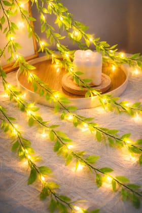 SPARKWORLD Leaf Curtain String Light | 3m x 1m Decorative LED Light with Leaves for Home Decor, Balcony, Festivals & Parties Warm White (Pack of 1) | Size: 3 m | Colour: Leaf Curtain Light (Warm White)
