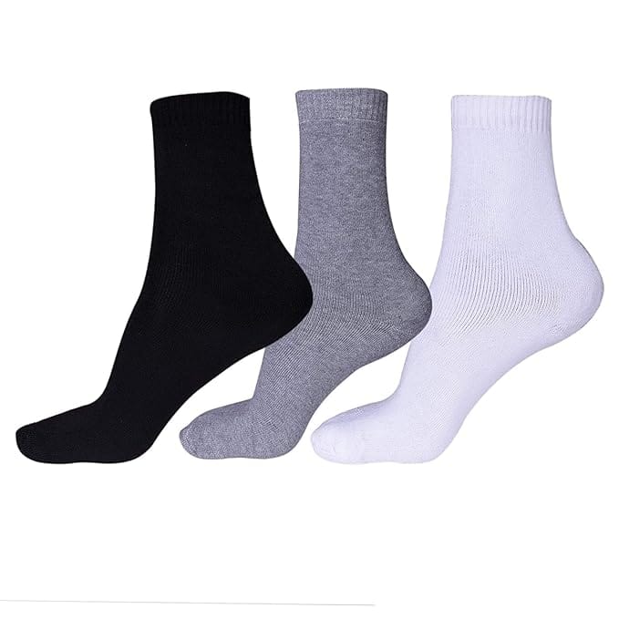 VOICI France Men's and Boys ankle length socks Black white grey Black multicolored cotton blend free size pack of 5 - Multi-5
