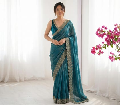 Space Silk Saree with Stone Work