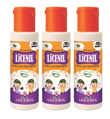 LICENIL Lice Shampoo, All Natural Actives Non Toxic Lice Treatment For Kids, Safe for Daily Use Kills Super Lice, Eggs and Nits, (50 ML) Pack Of 3