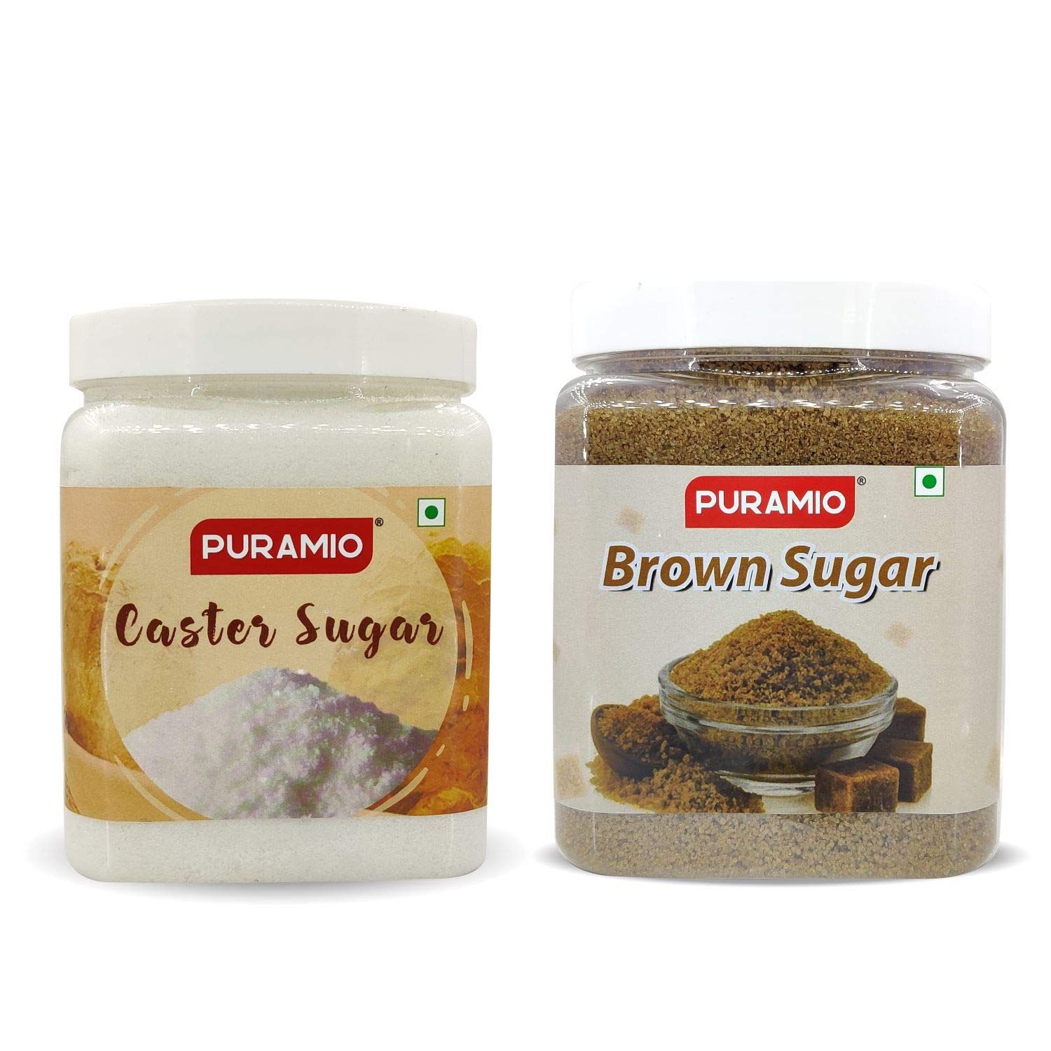 Puramio Combo Pack- Caster Sugar, 1000 gm And Brown Sugar, 800 gm