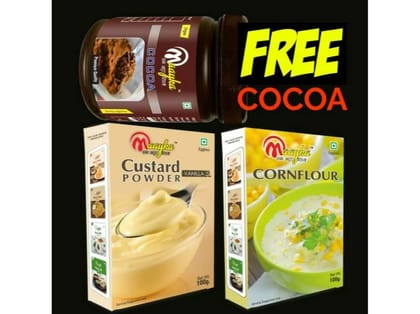 Maayka Vanilla Custard, Cornflour & Cocoa Powder | Pack Of 3