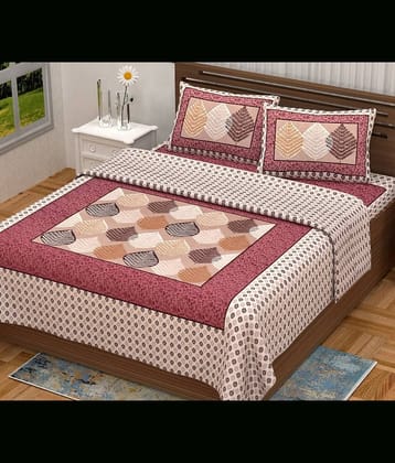 PETROSOLY Cotton 1 Double Bedsheet with 2 Pillow Covers ( Pink )
