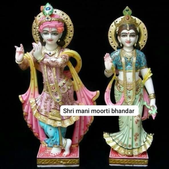 Exquisite Hand-Painted Radha Krishna Marble Statue | अत्यंत सुंदर हस्त-चित्रित राधा कृष्ण मार्बल मूर्ति