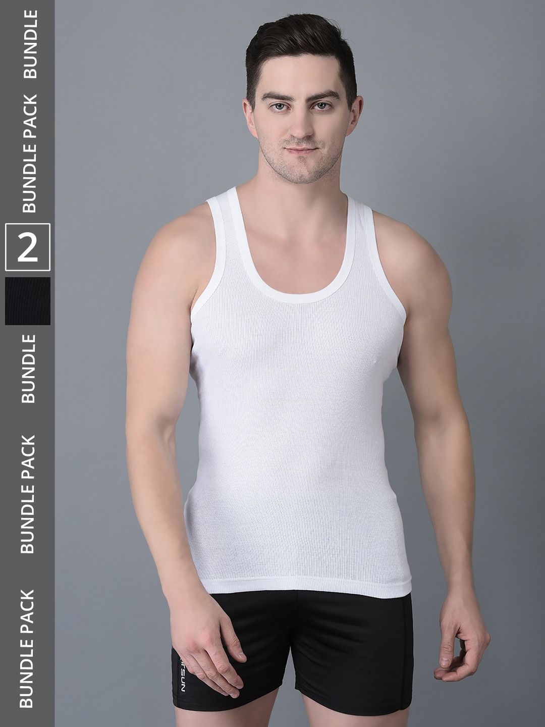Men's Pack of 2 Solid Combed Cotton Vest