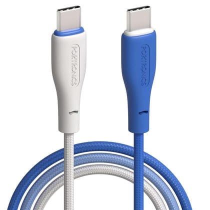 Portronics Hue x 60W Dual Tone Colour Type C to Type C Fast Charging Cable (Black Plus Red)