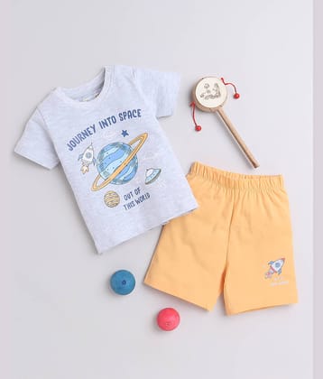 BUMZEE Single Baby Boys 100% Cotton Tshirt & Short set ( Orange )