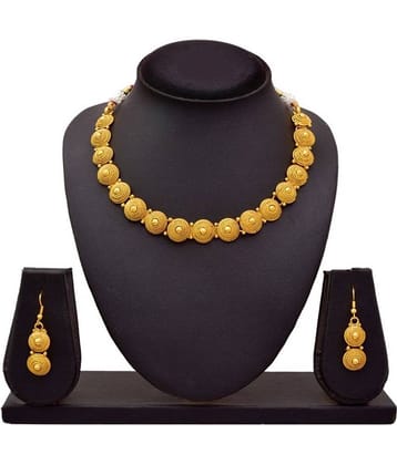 JFL - Jewellery For Less Copper Golden Collar Traditional Gold Plated Necklaces Set