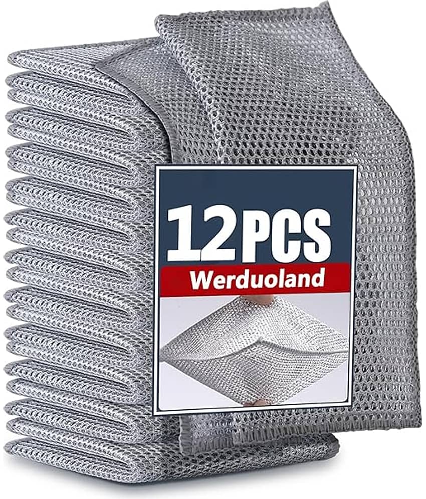Purple Dust Non Scratch Wire Dish Cloth, Steel Scrubber for Utensils Cleaning, Multipurpose Wet and Dry Cleaning, (Pack of 12)
