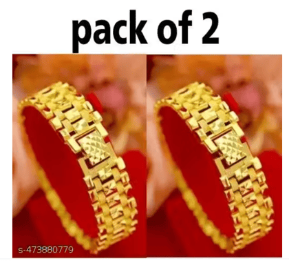 2 Men Bracelet Gold | Golden Bracelet For Men / Boys Gold-Plated Mens Bracelet | Mens Golden Bracelet | Golden Brass Bracelet