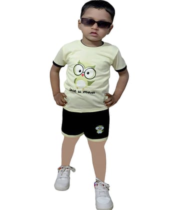 RBF84 Pack of 1 Baby Boys Cotton T-Shirt & Shorts Set ( Yellow )