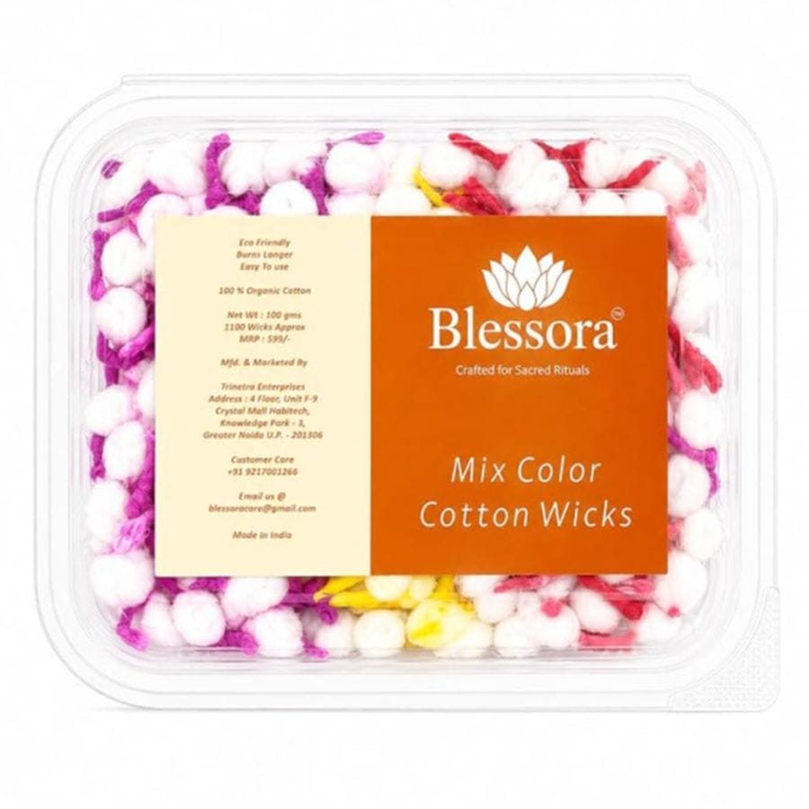 Cotton Wicks for Diya Pooja - Mix Cotton Phool Batti for Aarti, Deepak & Akhand Jyot | Long Lasting Cotton Batti for Temple, Mandir & Daily Puja (1100 pieces)