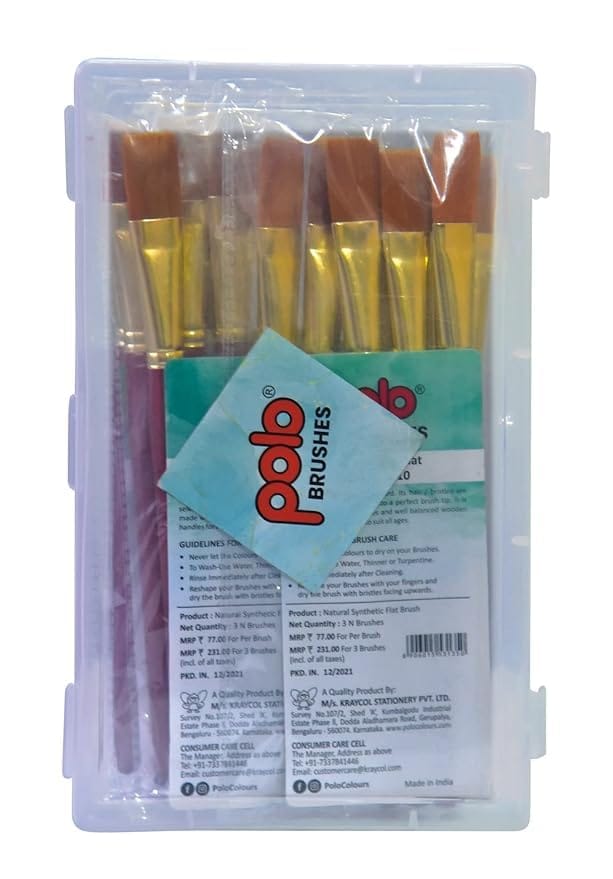 polo Synthetic Hair Round Brushes 4 | Pack of 2 | Premium Fine Edge Paintbrush Set for Acrylic, Watercolor & Oil Painting | Soft Bristles for Smooth & Precise Strokes
