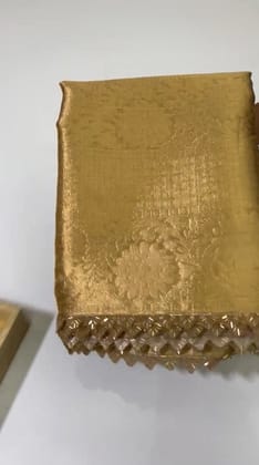 New Wedding Wear Banarasi Kota Tissue Silk Zari Weaving Saree With Blouse-Gold