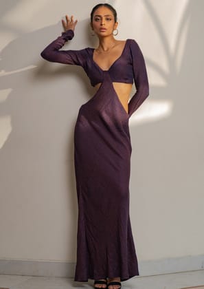 Raven Dress (Maxi length)-Purple / XS