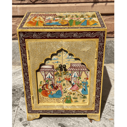 Wooden Royal-Painted Bedside-Storage Cabinet