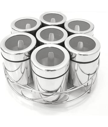 Visaxmi 7 Masala Box stand Steel Silver Spice Container ( Set of 1 )