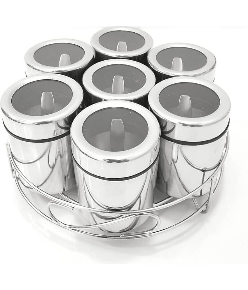 Visaxmi 7 Masala Box stand Steel Silver Spice Container ( Set of 1 )