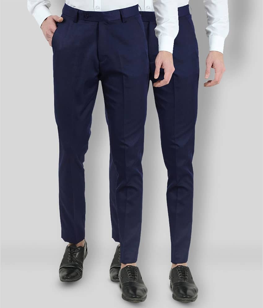 VEI SASTRE - Multicolored Polycotton Slim - Fit Men's Formal Pants ( Pack of 2 )