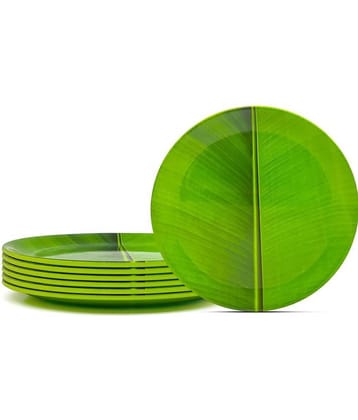 Laserbot 6 Pcs Melamine Dark Green Half Plate