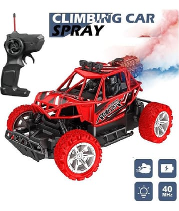 Remote Control Rechargeable Monster Truck with Fog Stream Turbo – 25KM/H RC Car with Dual Spray, Gun Remote, LED Lights & Durable Chassis – For Kids & Adults (Random Color)