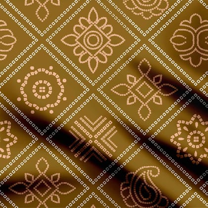 Cubic Olive Bandhini Print Fabric-Cotton