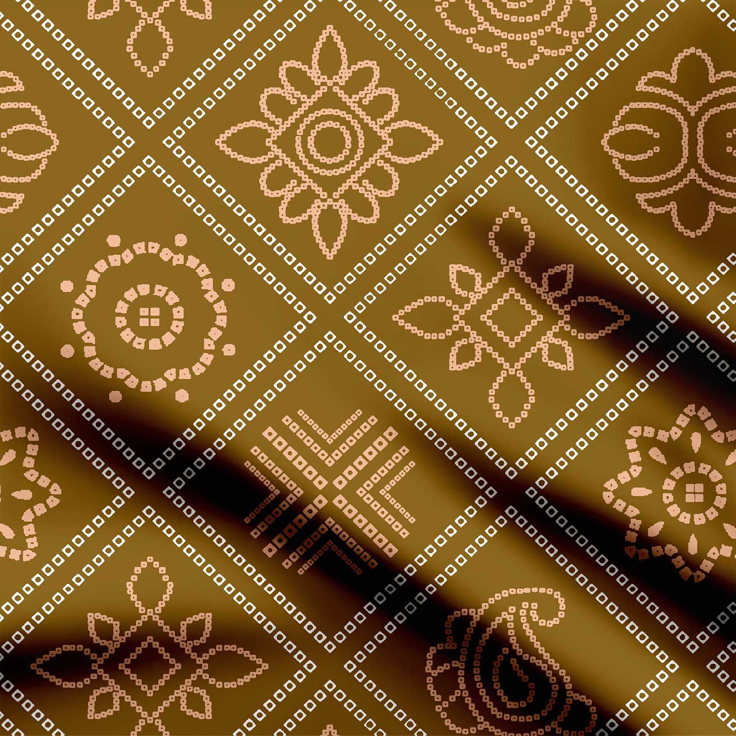 Cubic Olive Bandhini Print Fabric-Cotton
