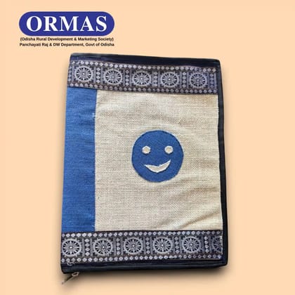 Blue Smile Sambalpuri Jute File Folder