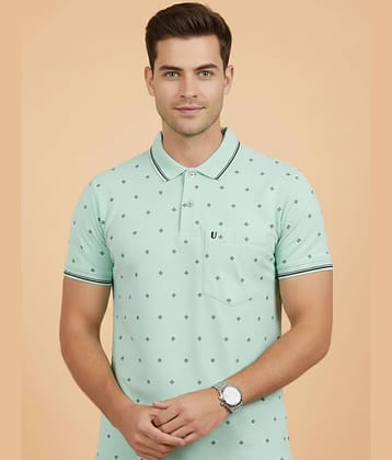 UNIBERRY Men Cotton Blend Regular Fit Printed Polo T Shirt ( Mint Green )