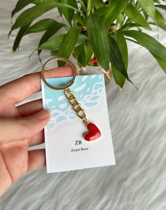 Red Heart Charm Keychain