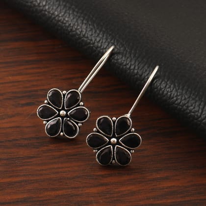 Cubic Zirconia Oxidised Stud Earrings | Sarichka-Black