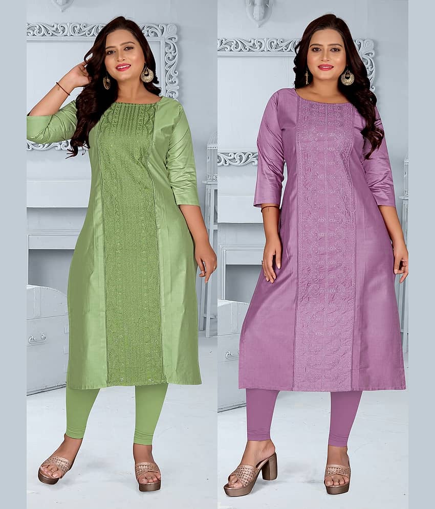 Hetsa Women Chanderi Embroidered A-line Kurti ( Multicolor )
