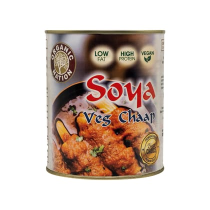 ORGANIC NATION SOYA Chaap in on Stick - Canned, Vegan, Natural SOYA Chunks on Stick - High Protein Healthy Soy Chap - Tender, Delicious and Nutritious 850 g Can
