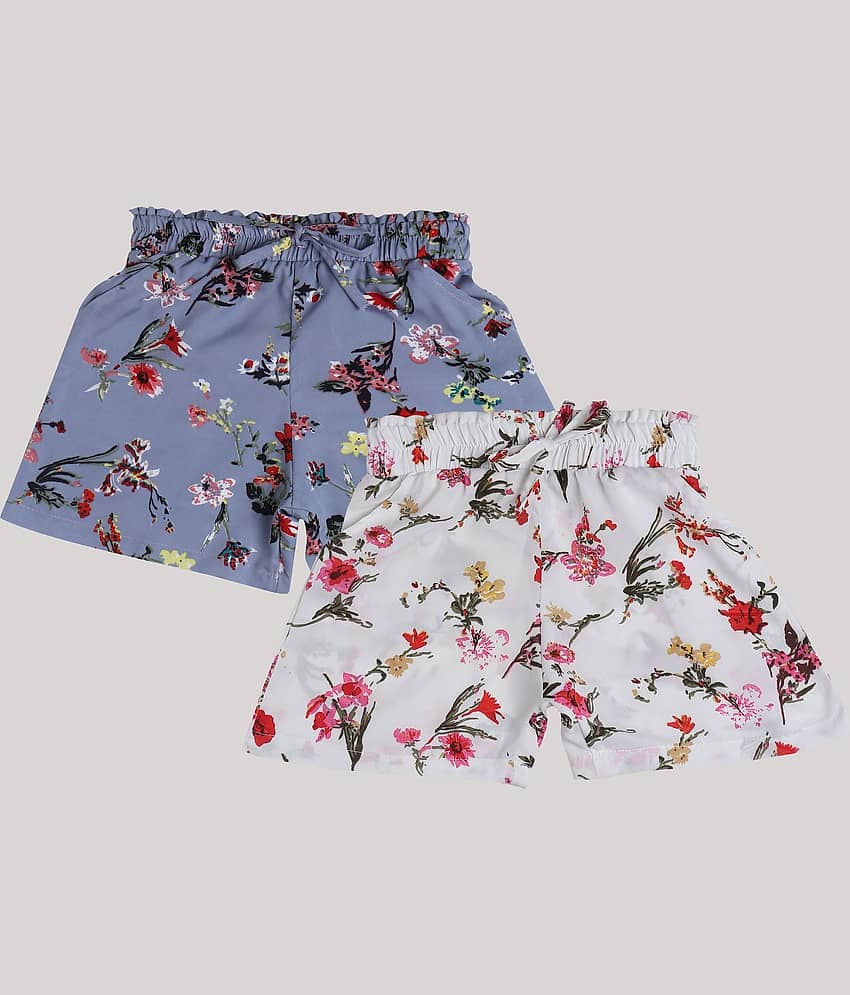Arshia Fashions Pack of 2 Girls Crepe Bermudas ( Multicolor )